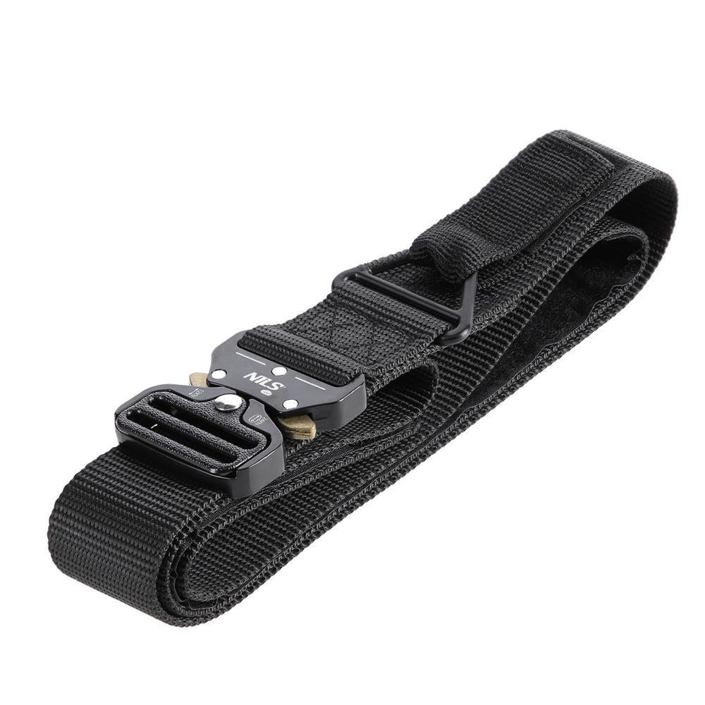 NILS CAMP Taktischer Gürtel 125 cm Schwarz Cobra Schnalle Oxford Gewebe