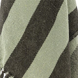 Bloomingville Frello Decke grün - Plaid mit Streifen aus recycelter Baumwolle für Sofa