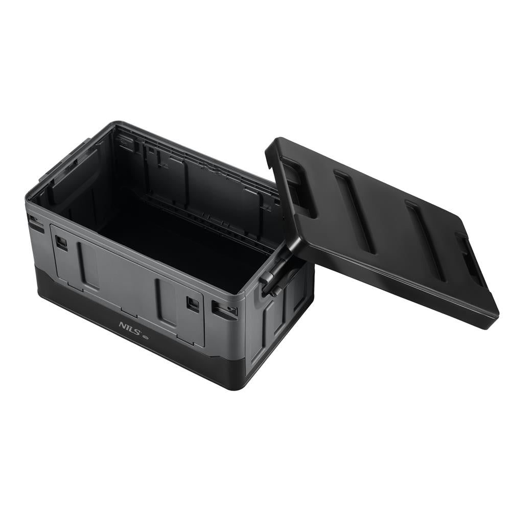 NILS CAMP Transportbox 38L Grau-Schwarz - klappbare Campingbox für Camping, Auto & Haushalt