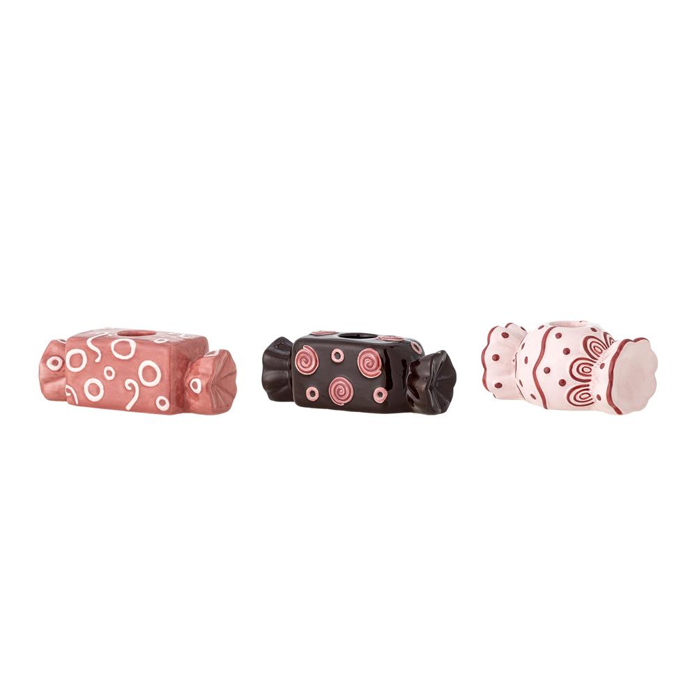 Bloomingville Maiano Kerzenhalter 3er Set rosa Keramik Bonbon Design Weihnachtsdeko Stabkerzen