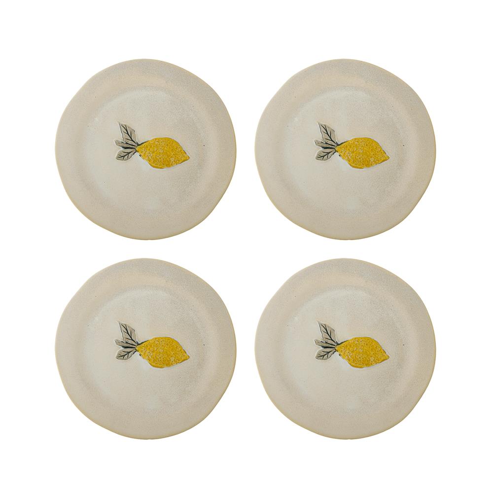 Bloomingville Hadden Teller 4er Set 21 cm Steingut gelb Zitrone
