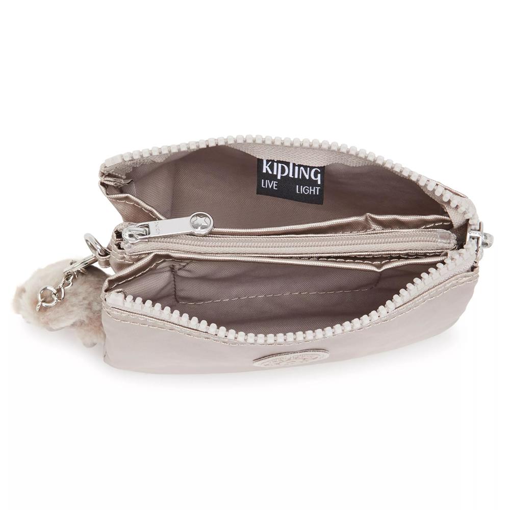 Kipling CREATIVITY S, kleine Geldbörse, Metallic Glow (beige), Portemonnaie mit Reißverschluss