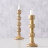 BOLTZE Kerzenleuchter Bubbles 2er Set Kerzenhalter aus Holz Kerzenständer für Stabkerzen