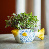 Bloomingville Wrenna Blumentopf Steingut bunt Fisch Design