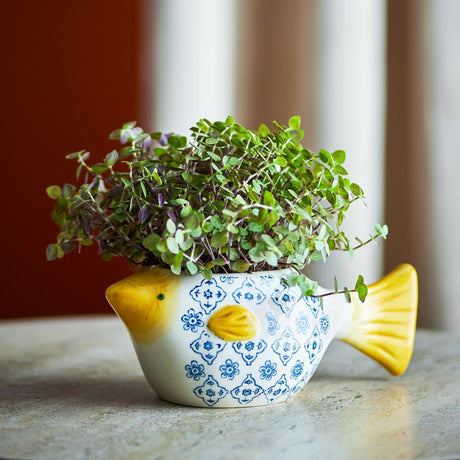 Bloomingville Wrenna Blumentopf Steingut bunt Fisch Design
