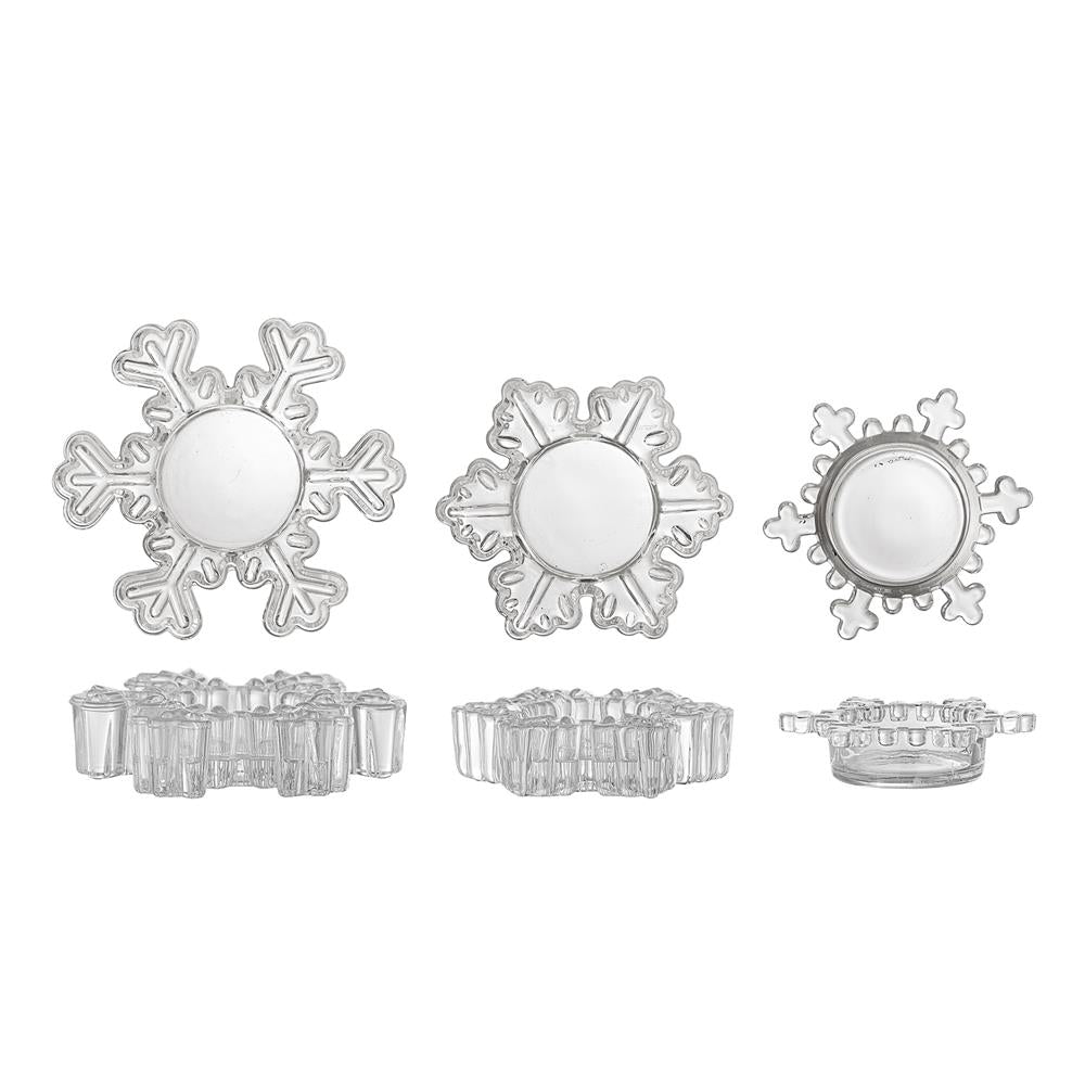 Bloomingville Dania Teelichthalter Klar Glas 3er Set Schneeflocke Weihnachtsdeko