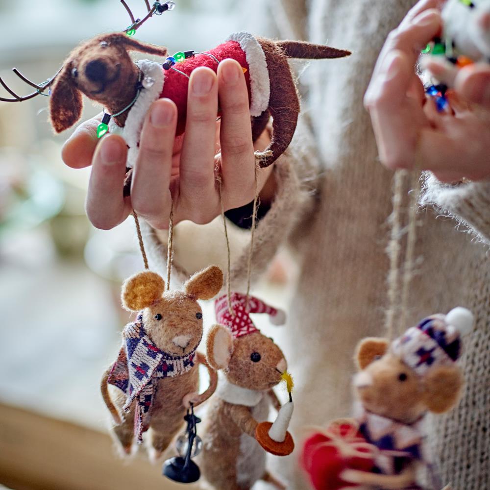 Bloomingville Monty Baumschmuck, Bunt, Hunde Weihnachtsanhänger 2er Set