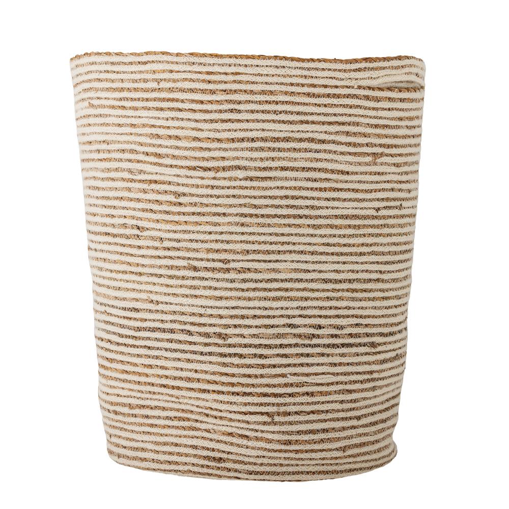 Bloomingville Selena Korb aus Jute in Weiß D40 cm – Aufbewahrungskorb fürs Wohnzimmer