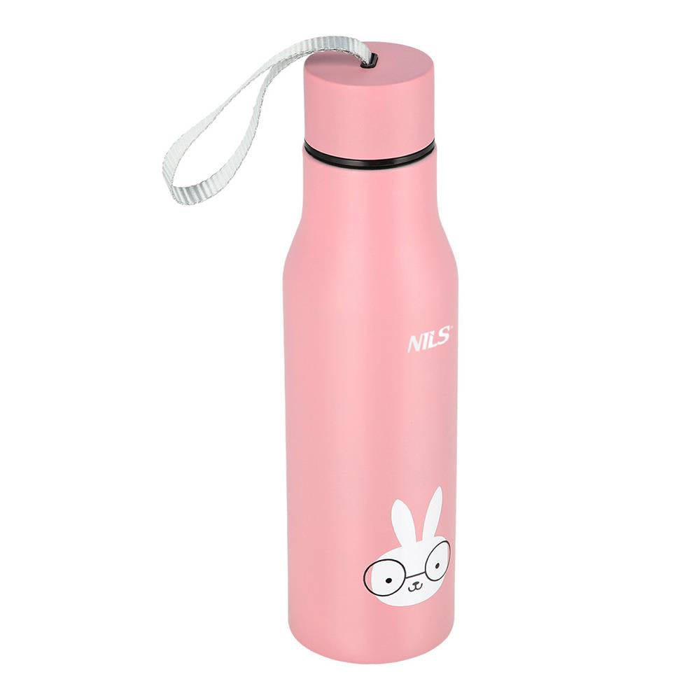 NILS NILS Thermobecher 500 ml Edelstahl rosa Kanninchen auslaufsicher mit Trageschlaufe