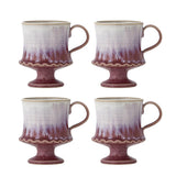 Bloomingville Odile Tasse 4er Set 250 ml D9 cm rosa - Steingut Tassen mit Fuß für Küche & Kaffee