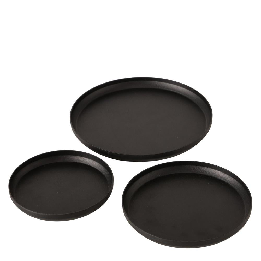 BOLTZE Kerzenteller Mio 3er Set Metall schwarz skandinavisch für Stumpenkerzen