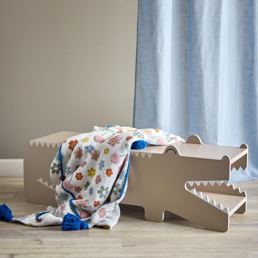 Bloomingville MINI Arnie Bank natur - Kinderbank Alligator mit Stauraum Holz für Kinderzimmer & Spiel