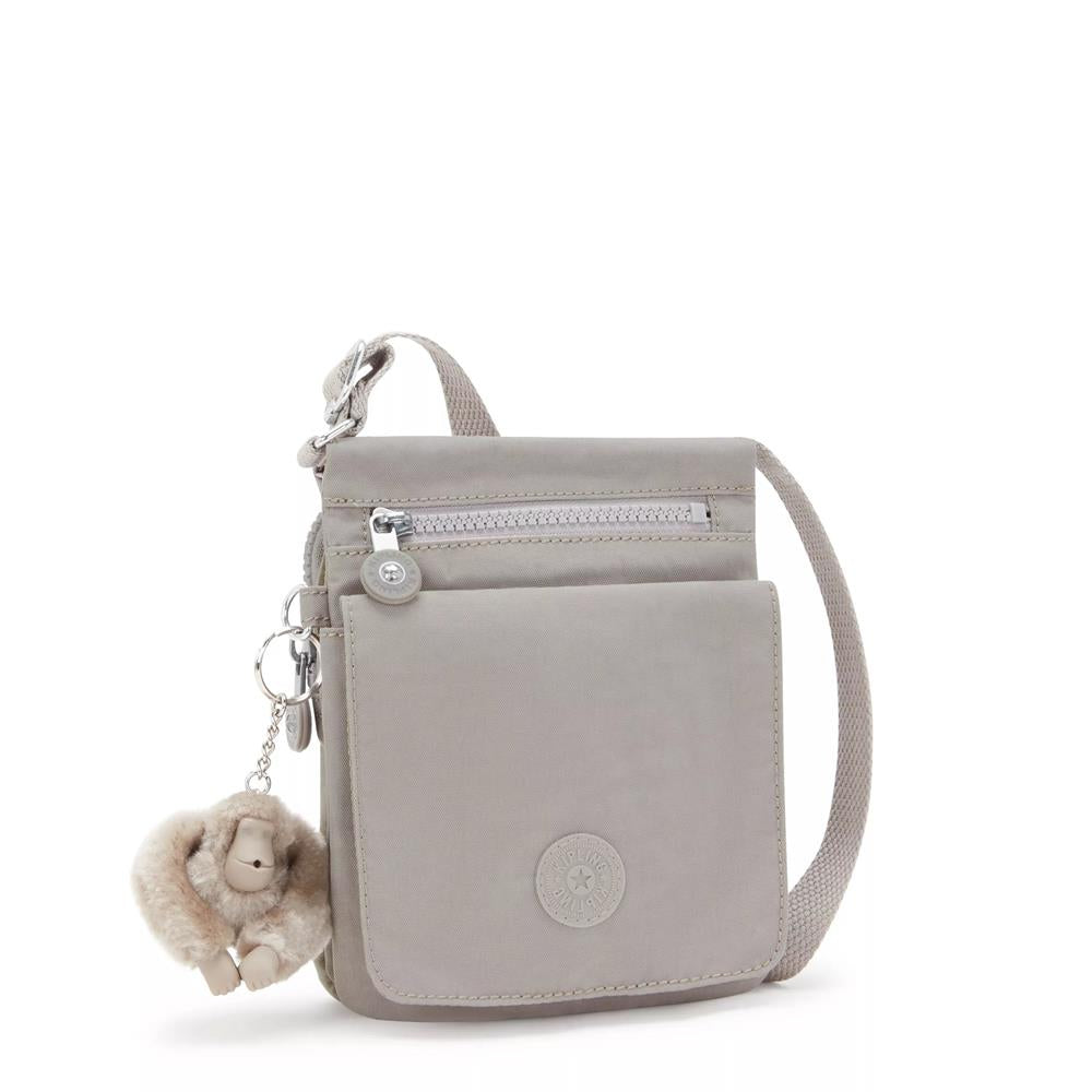 Kipling NEW ELDORADO, kleine Umhängetasche, Grey Gris (grau), kompakte Crossbody Tasche