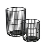 BOLTZE Windlicht Cindy 2er Set Metall Glas schwarz rund skandinavisch