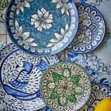 Bloomingville Karlie Teller blau aus Steingut – mediterraner Mittagsteller für Küche & Tischdeko