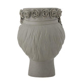 Bloomingville Akira Vase aus Steingut in Grau, Blumenvase in Form eines Gesicht