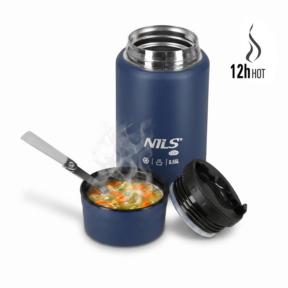 NILS CAMP Speisethermos 550 ml Blau Edelstahl Thermobehälter auslaufsicher