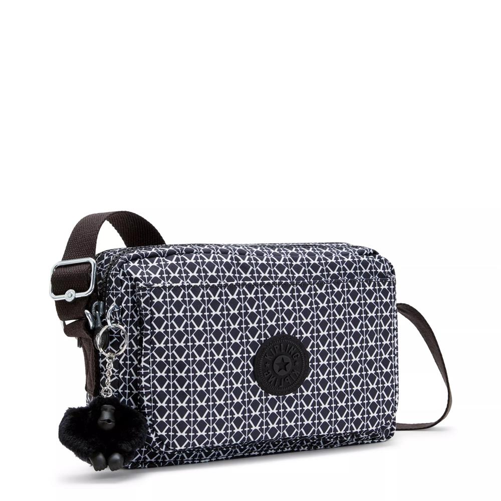 Kipling ABANU M, Mittelgroße Umhängetasche, Signature Print (blau), 4L, Schultertasche