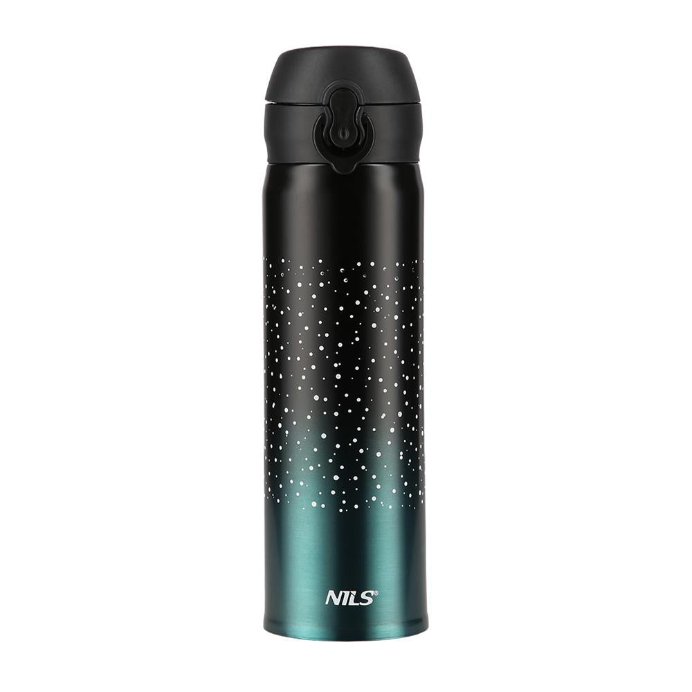 NILS Thermobecher 500 ml Edelstahl meerblau auslaufsicher für Camping Reisen Alltag