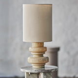 Bloomingville Fabiola Tischlampe natur - Glas Tischlampe mit Leinenschirm für Wohnzimmer