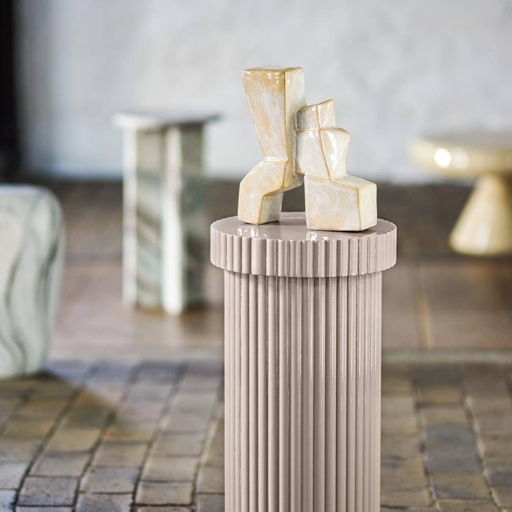 Bloomingville Timi Beistelltisch grau - Hochglanz Tisch geriffelt modern Wohnzimmer