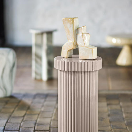 Bloomingville Timi Beistelltisch grau - Hochglanz Tisch geriffelt modern Wohnzimmer