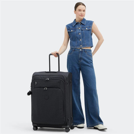 Kipling YOURI SPIN L, Reisekoffer, Signature Emb (schwarz), 100L Trolley Koffer groß Rollen