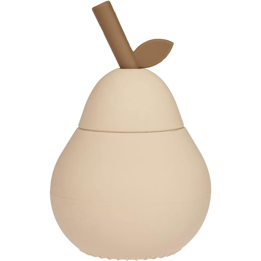 OYOY Mini - Pear Cup, Vanilla, Trinklernbecher mit Strohhalm, Silikon