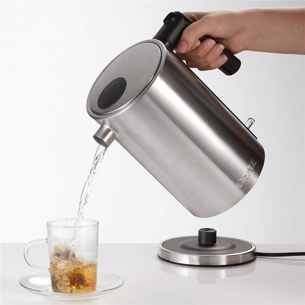 GRAEF 1,5L Edelstahlwasserkocher WK 600 Einwandiger Edelstahl Wasserkocher
