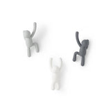 Umbra Buddy Haken 3er Set, Dekorative Wandhaken, Garderobenhaken in Grau