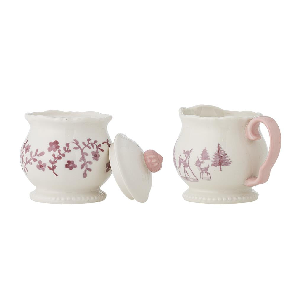Bloomingville Wonderland Milchkännchen & Zuckerdose Rosa Steingut 2er Set