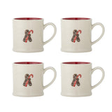 Bloomingville Kenai Tasse 4er Set 300 ml rot Steingut Weihnachtstassen mit Lebkuchenmotiv