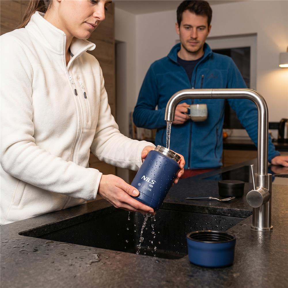 NILS CAMP Speisethermos 550 ml Blau Edelstahl Thermobehälter auslaufsicher
