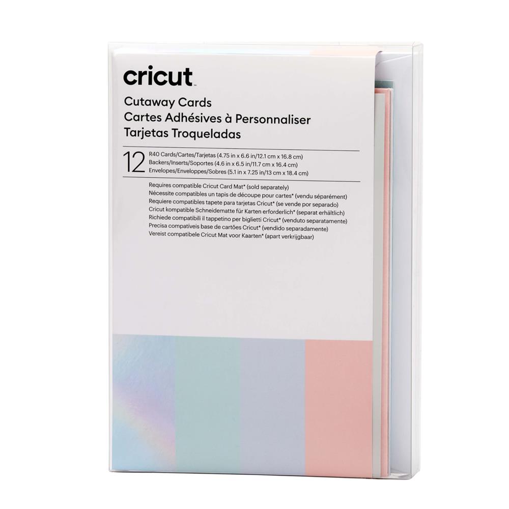 Cricut Cutaway Cards Pastell R40 Klebekarten mit Hintergrundblätter 12 Stück