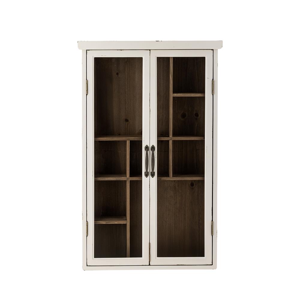 Bloomingville Hazem Kabinett weiß - Vitrinenschrank aus Tannenholz mit Glastüren für Wohnzimmer