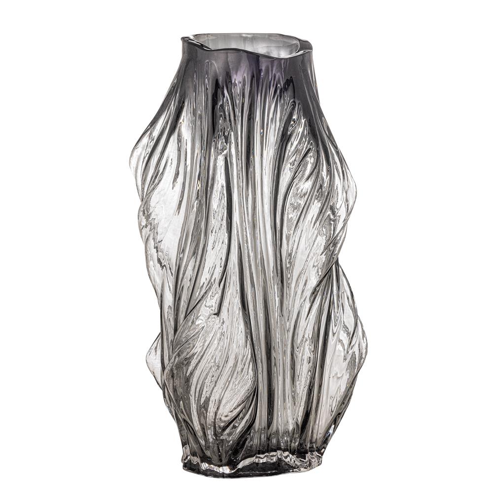Bloomingville Tulla Vase aus Glas in Grau – große Glasvase für Wohnzimmer & Tischdeko