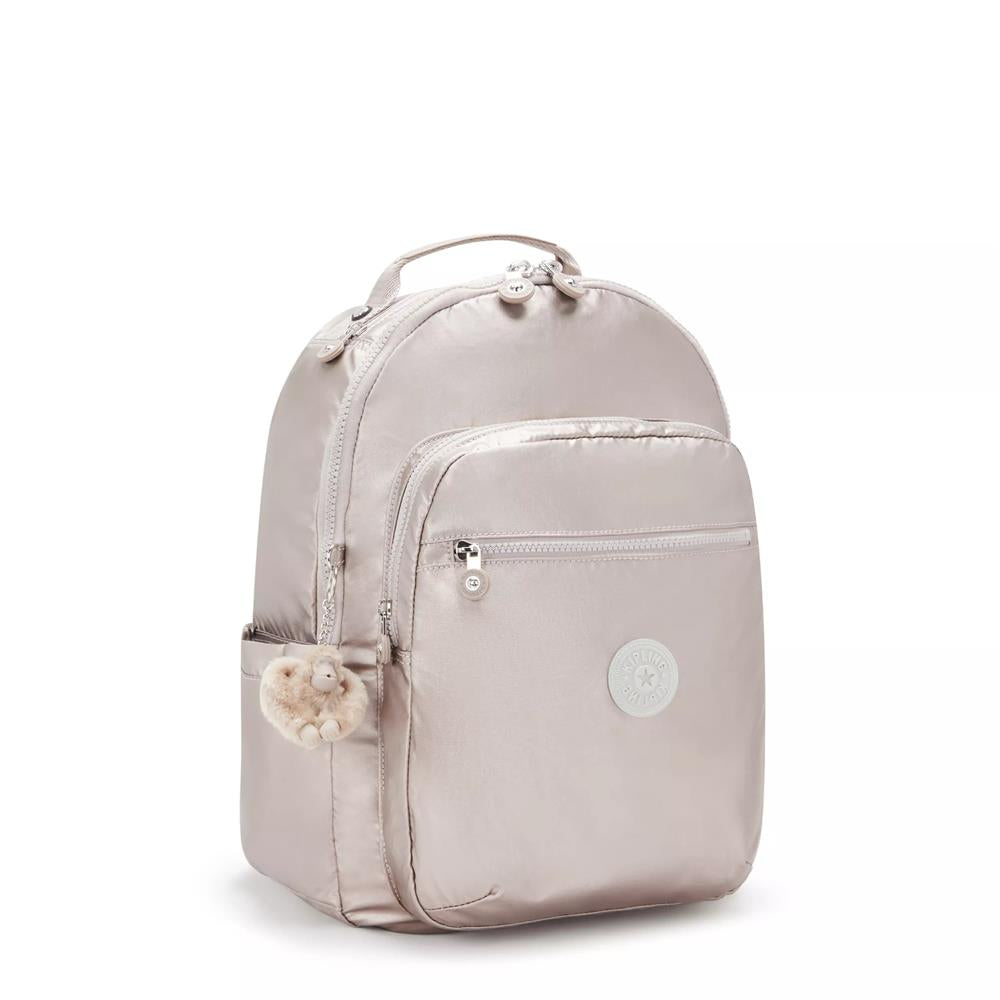 Kipling SEOUL, großer Rucksack, Metallic Glow (beige), Laptoprucksack 15 Zoll mit viel Stauraum
