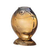 Bloomingville Varga Vase gelb L15 cm aus Glas – dekorative Fisch‑Vase für Wohnzimmer