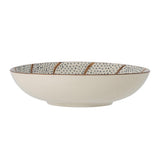 Bloomingville Heikki Schale – große Steingutschale, handbemalt in Braun & Blau, Ø 32 cm