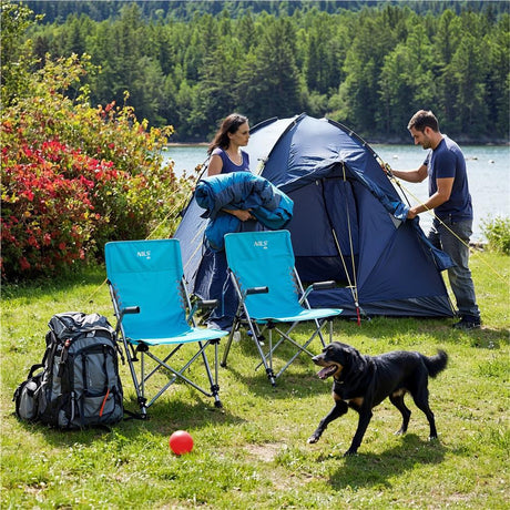 NILS CAMP Campingstuhl klappbar Blau - kompakter Klappstuhl für Camping, Strand & Garten