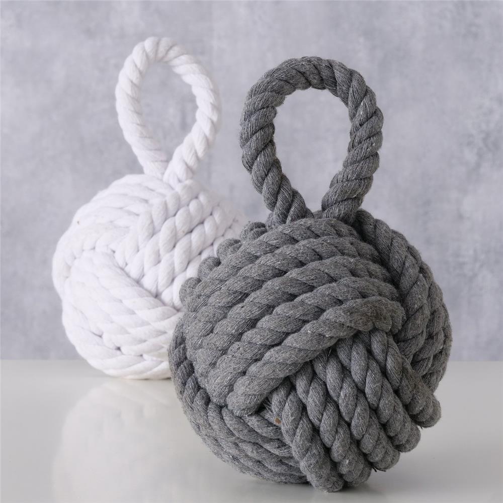 BOLTZE Zuber Knoten Türstopper Fensterstopper Buchstütze Maritimes Design | 2 Stück Grau/Weiß