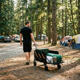 NILS CAMP Bollerwagen faltbar 100L in Schwarz Orange - kompakter Campingwagen für Strand & Outdoor