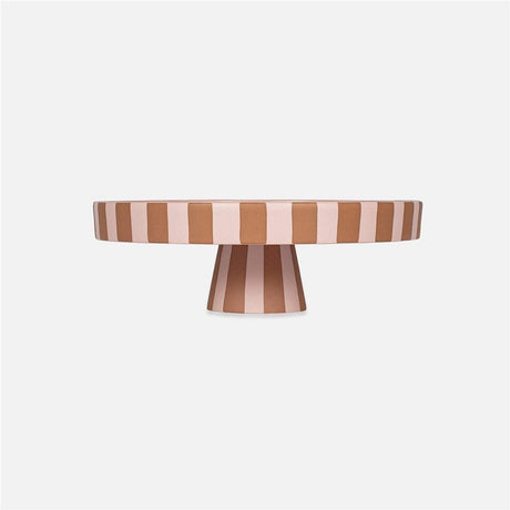 OYOY Toppu Tablett - 27x9 cm, Caramel/Rosa gestreift - als Tortenständer, Tortenplatte, Obstschale