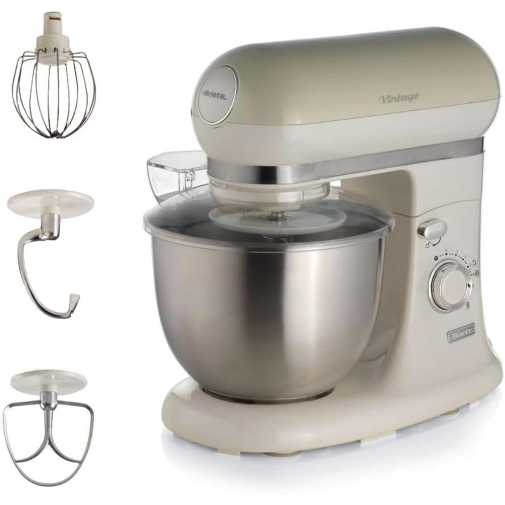 Ariete Vintage Küchenmaschine, Beige, 5,5-L-Schüssel, Knet- und Rührmaschine, Groß