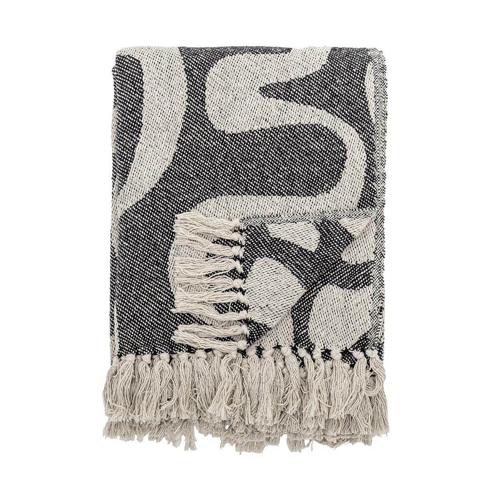 Bloomingville Salobre Decke Schwarz Baumwolle Wohndecke 160x130cm