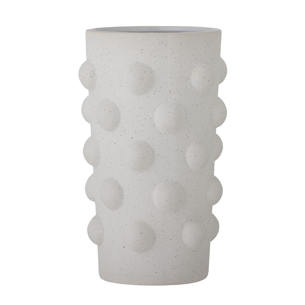 Bloomingville Artan Vase in Weiß aus Steingut, mit 3D-Punkten, dänisches Design
