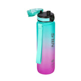 NILS CAMP Trinkflasche Tritan 950 ml türkis-pink mit Fruchteinsatz für Sport Outdoor