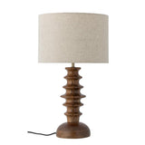 Bloomingville Elinora Tischlampe braun - Mangoholzlampe mit Leinenschirm für Wohnzimmer & Schlafzimmer