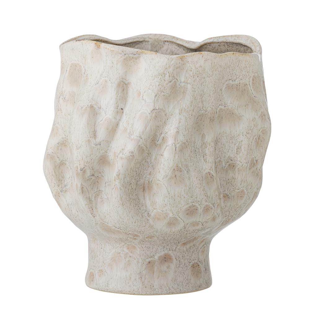 Bloomingville Adair Vase Weiß Steingut Durchmesser 21cm Höhe 24cm