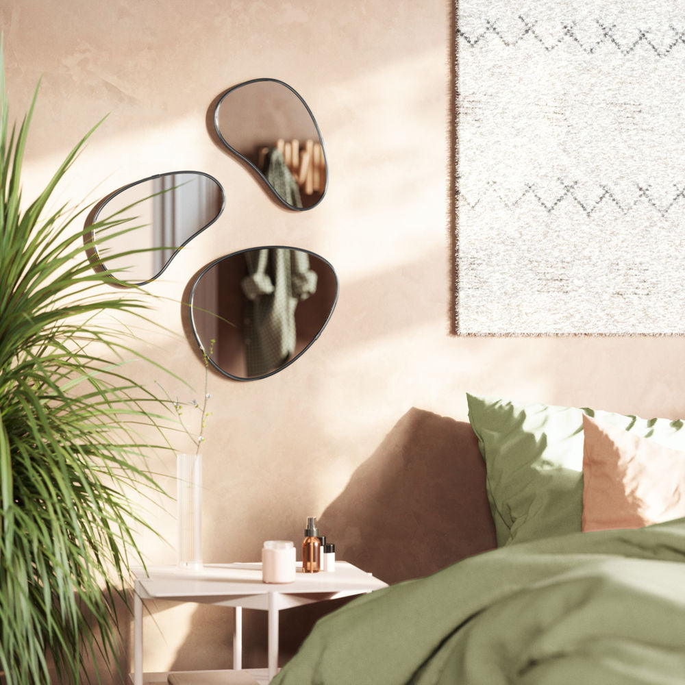 Umbra Hubba Pebble Wandspiegel Set, 3-teilig, mit organischer Form